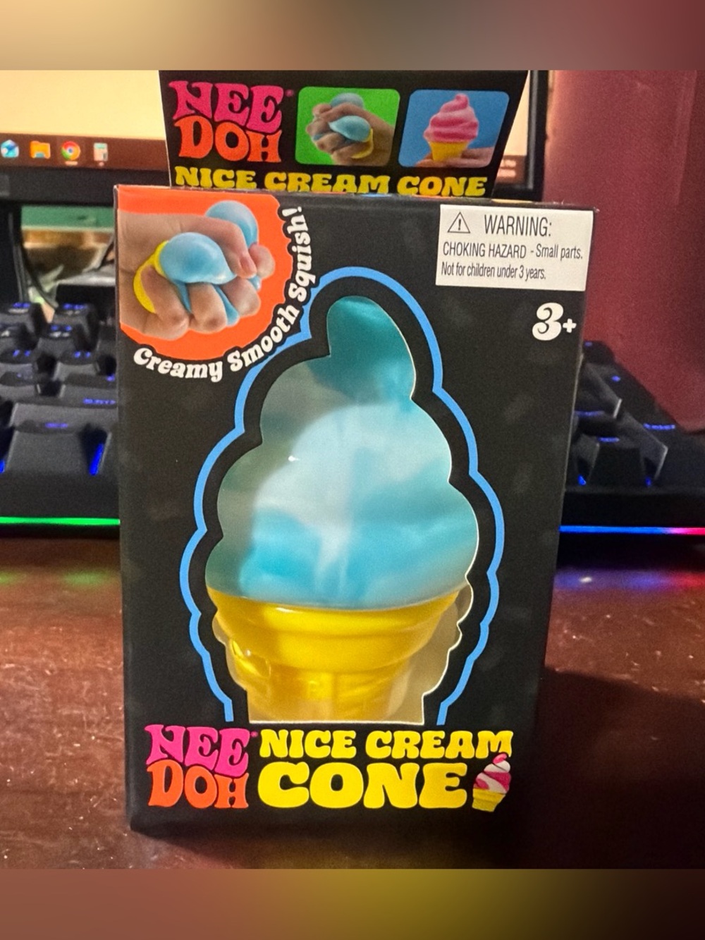 NeeDoh Ice Cream Cone Kids Toy - Blue & Yellow Squishy